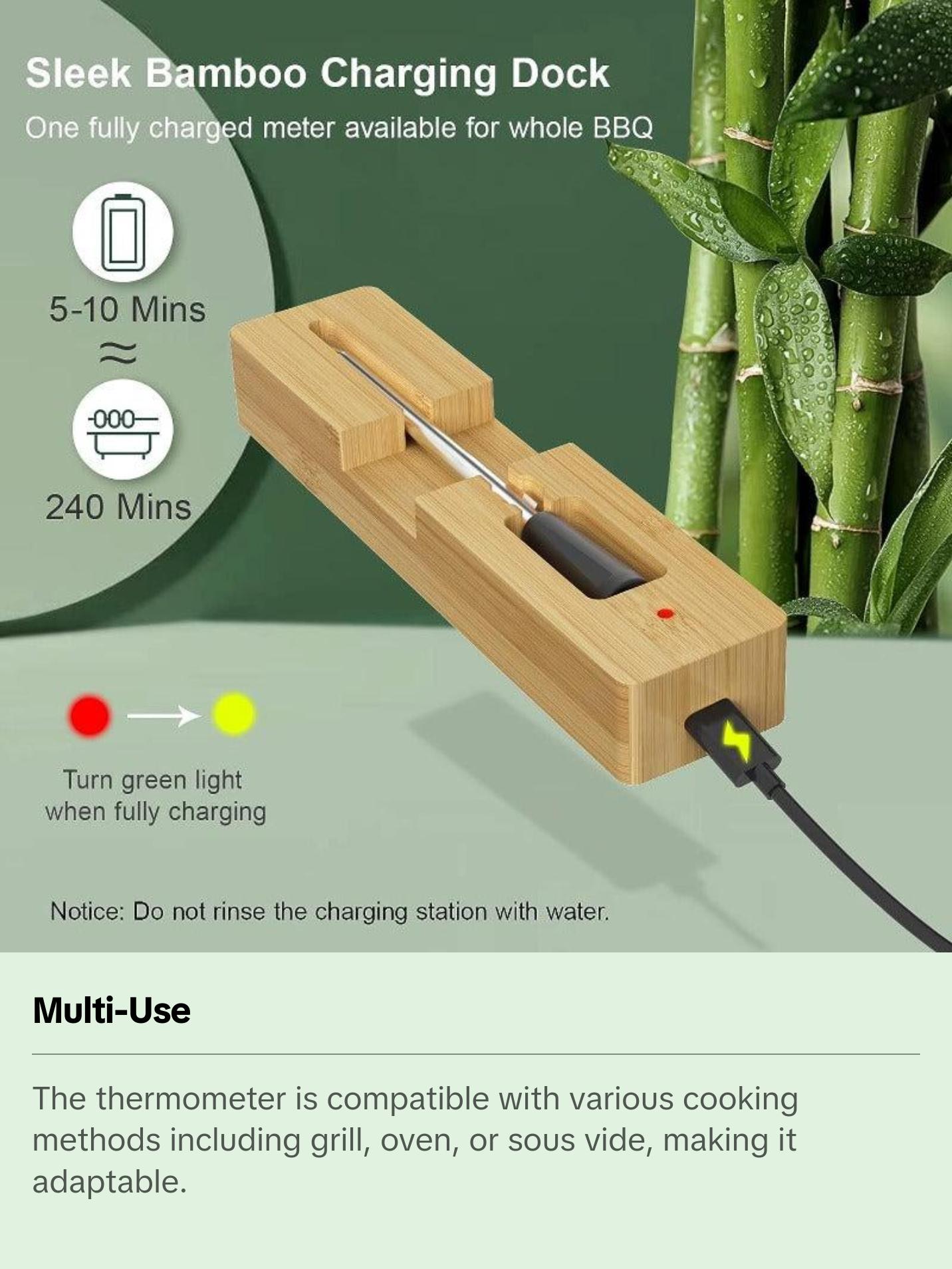 Smart Wireless Meat Thermometer with Bluetooth 4.2 Range up to 165 Feet - Kitchen, Utensils