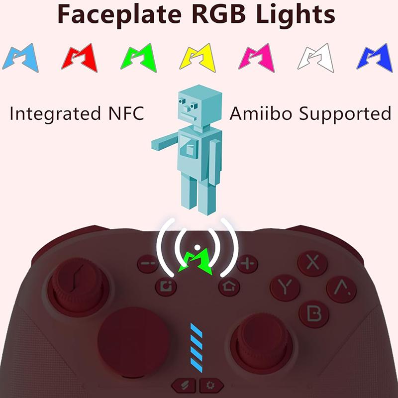 Pro Controller for Switch Gamepad with Vibration ALPS Joysticks Turbo Mechanical Buttons 6-Axis Gyroscope Pink High-Quality Vibration Experience