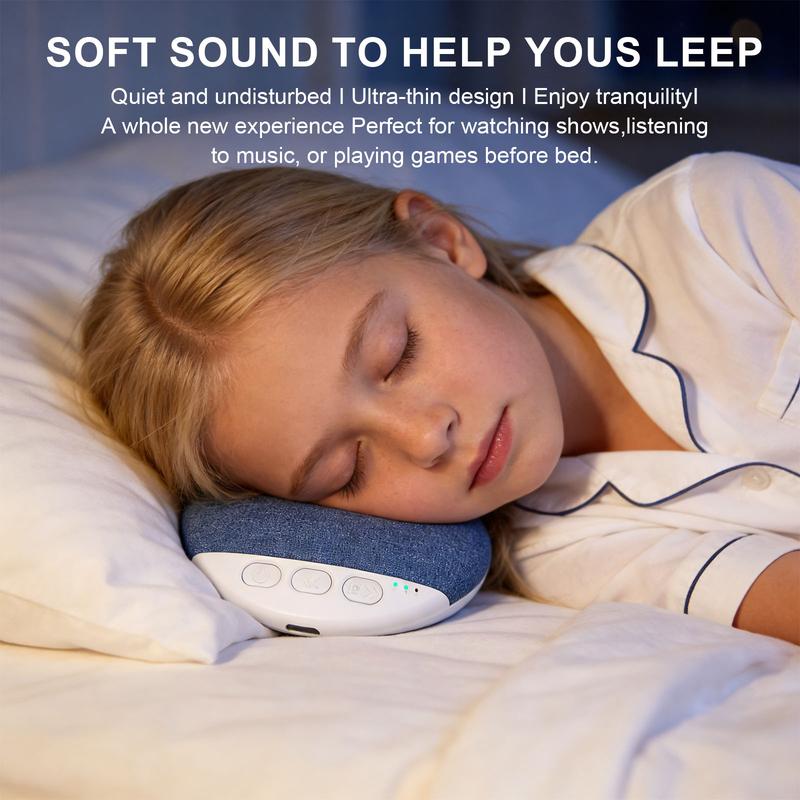 Ultra-Thin Bluetooth Pillow Speaker with Bluetooth 5.4, 3D White Noise, Soft Immersive Sound Field, Pillow CD Player for Bedtime Music & Audiobooks, Headphone-Free Sleep Speaker, Compatible with Android & iOS(Without charging cable)