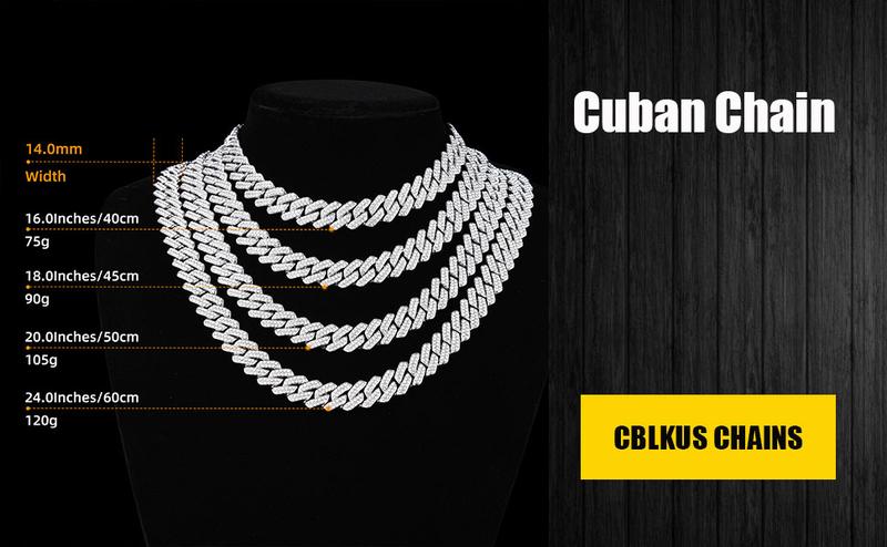 Cuban Link Chain for Men Women Iced Out Silver/Gold/Rose Gold Miami Cuban Necklace Bling Diamond Chain Hip Hop Jewelry punk accessory