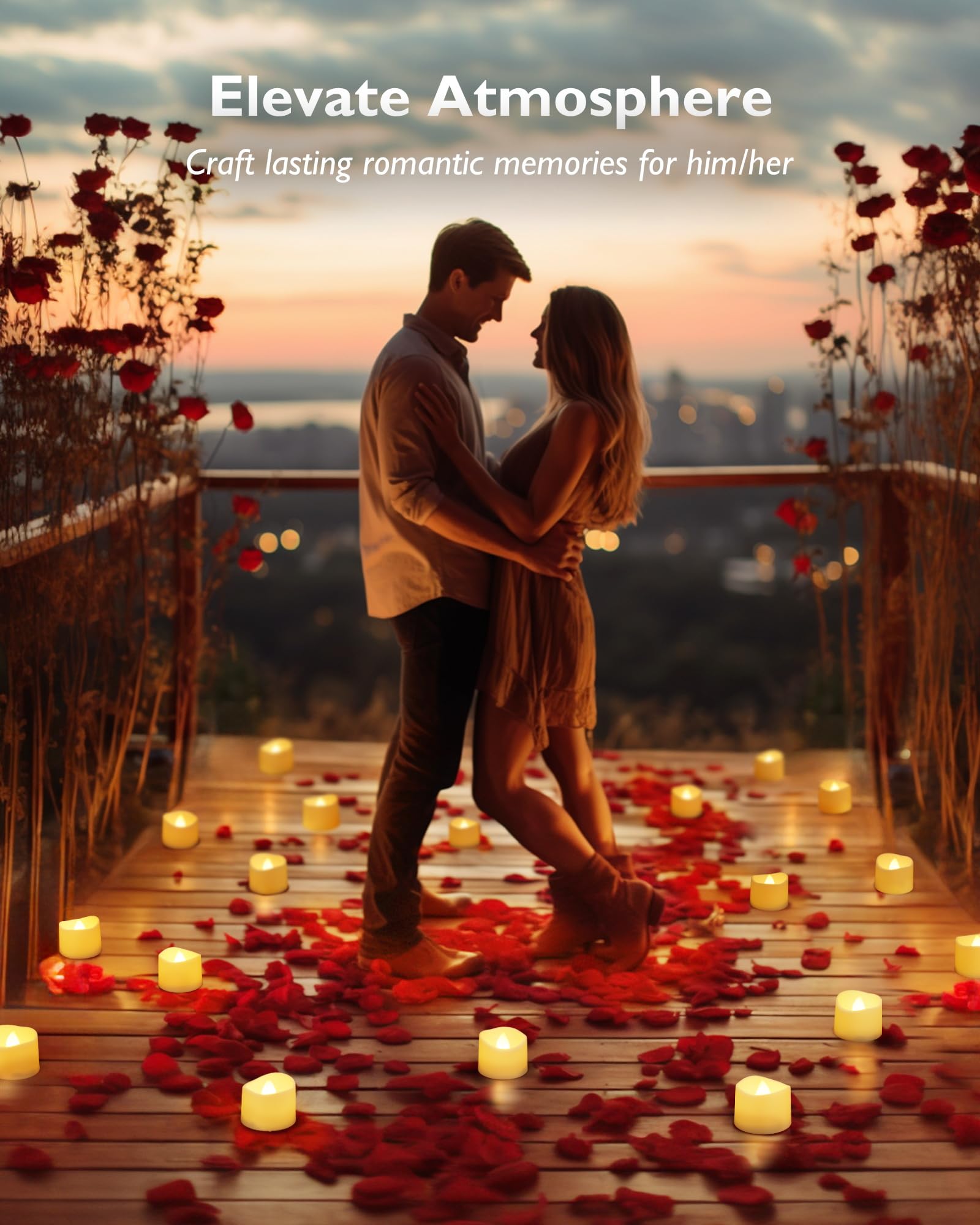 24-Pack / 48-Pack Novelty Flickering Flameless Tea Lights Candles, 200+Hours Battery-Operated LED Fake Candles for Wedding Table Centerpieces,Proposal,Anniversary, White Base, Ø1.5'' × H1.3''