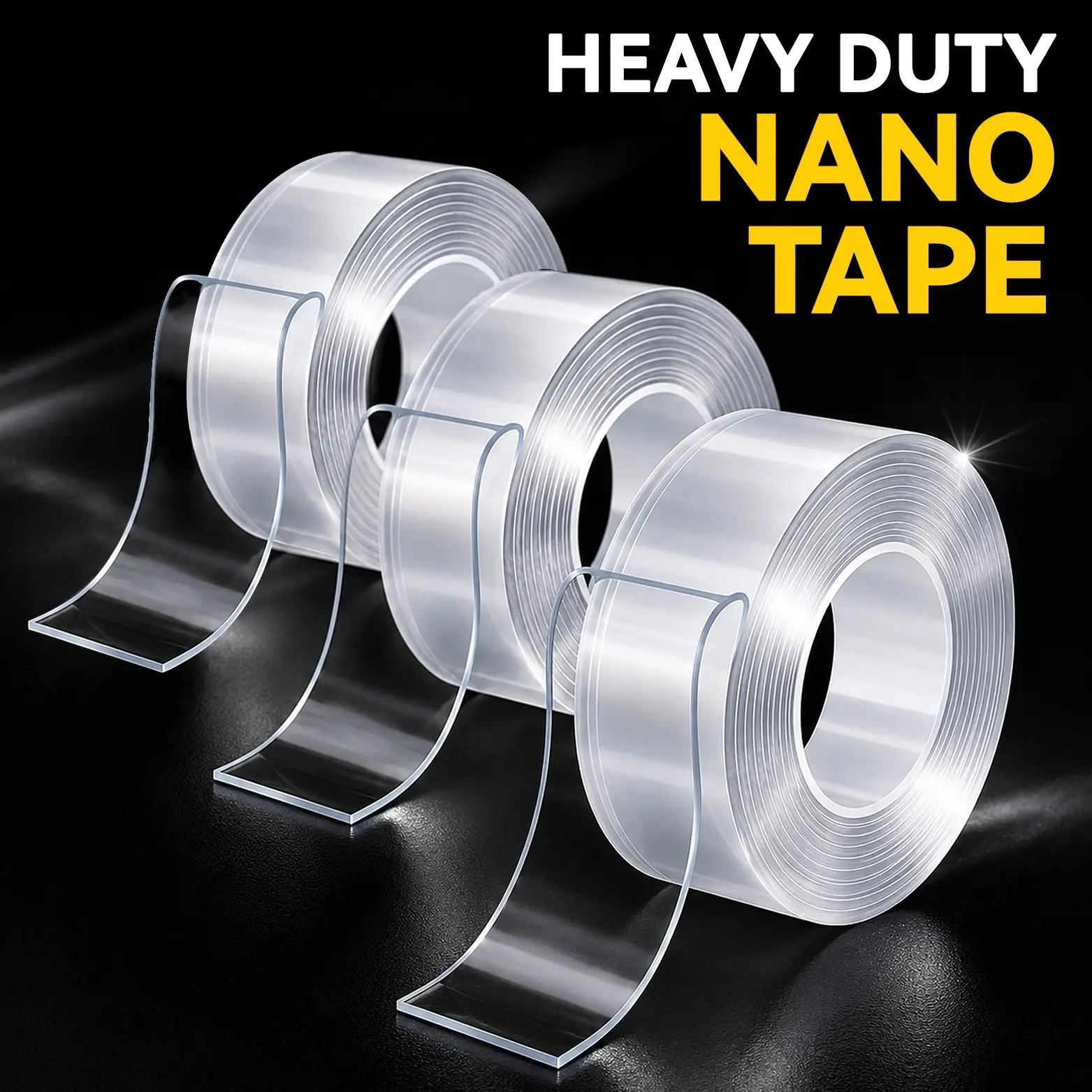 2026 Upgraded Heavy Duty Nano Tape, 9.84FT Clear Invisible Double Sided Mounting Tape, Renter Safe Removable Adhesive Tape, Washable Reusable No Residue Tape for Home Decor, Desk Organization & Dorm Room Setup,back to school,back to school haul