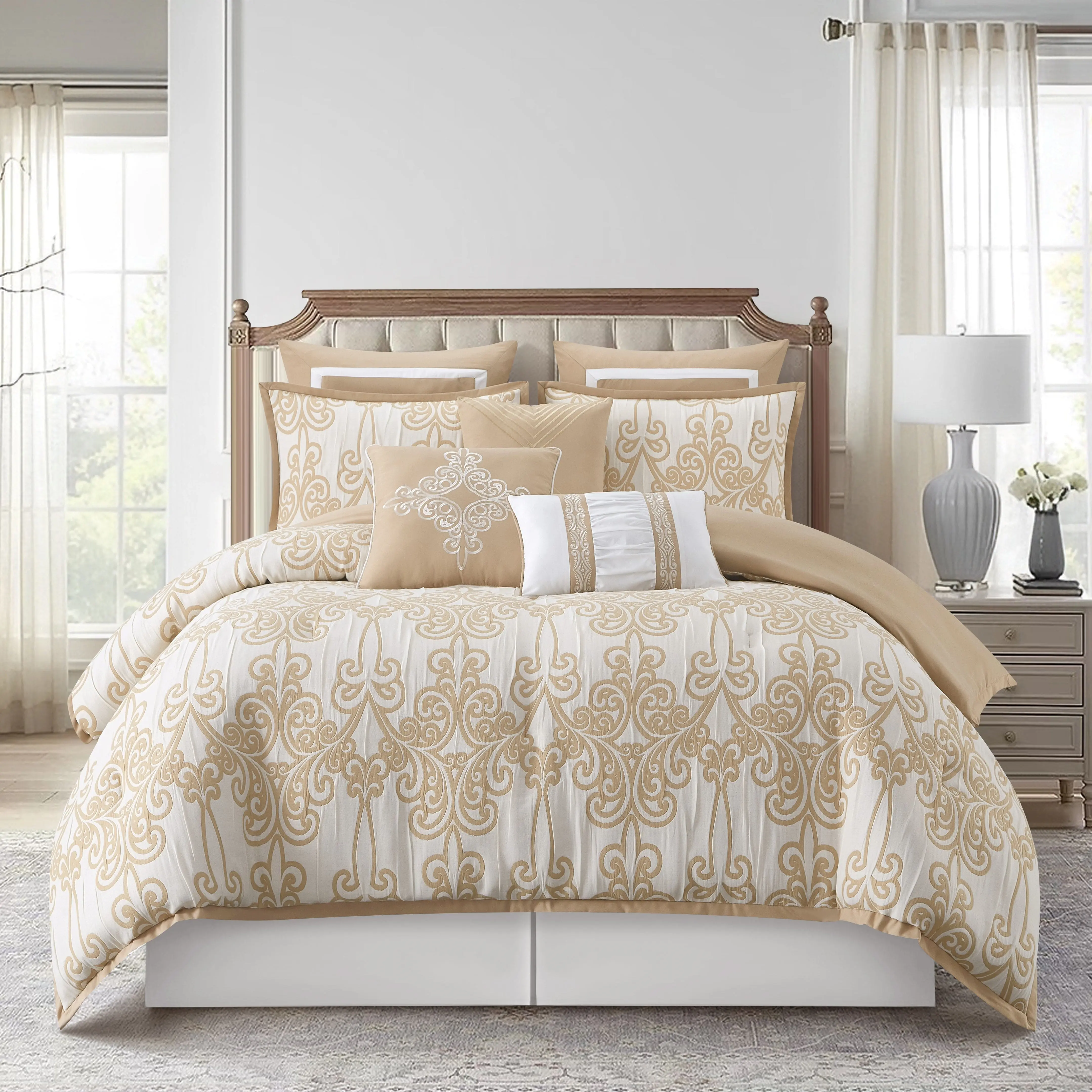 Dilona 9 Piece Scroll Comforter Set
