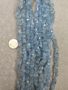 aquamarine hand cut free shape 6mmx8mm 16"strand