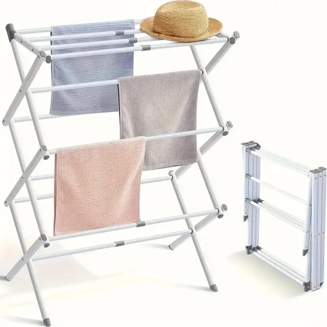 Enhanced Clothes Drying Rack | Foldable Drying Rack Clothing for Laundry | Small Collapsible Portable Dryers for Laundry | Use for Indoor & Outdoor | White