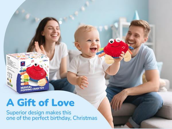 Hahaland Musical Crab Plush Toy-48 Songs & Repeat what you say-Crawling Musical Dancing Walking Moving Bouncing Learning Crab-Sensory Toddler Toys for Birthday 0-3 Months/6-12 Months Easter Basket Stuffers