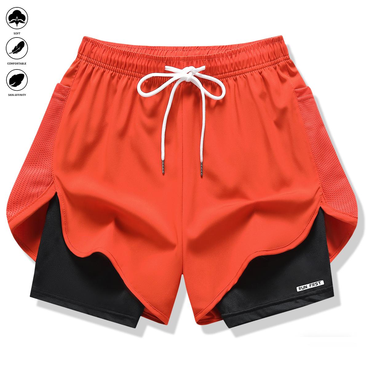 Pack of 3 women’s casual athletic pants, faux two-piece design, solid color, with inner lining, elastic drawstring waistband, suitable for outdoor fitness, running, sports, and casual wear; women’s shorts Pack of 3 women’s casual athletic pants, faux two-piece design, solid color, with inner lining, elastic drawstring waistband, suitable for outdoor fitness, running, sports, and casual wear; women’s shorts