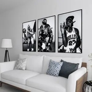 [UNFRAMED] Kobe Bryant Stephen Curry Michael Jordan Portrait, Vintage NBA Legends Collage Artwork, Basketball Wall Art Poster, Gift for NBA Fan