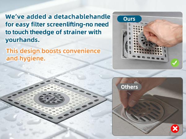 Hibbent Upgraded Shower Drain Hair Catcher, Shower Drain Cover for Bathroom Floor 4" Drain, Anti-Clogging Bathtub Drain Strainer, Stainless Steel Kitchen Sink Drain Strainer with Handle, Grey Hibbent Upgraded Shower Drain Hair Catcher, Shower Drain Cover for Bathroom Floor 4" Drain, Anti-Clogging Bathtub Drain Strainer, Stainless Steel Kitchen Sink Drain Strainer with Handle, Grey