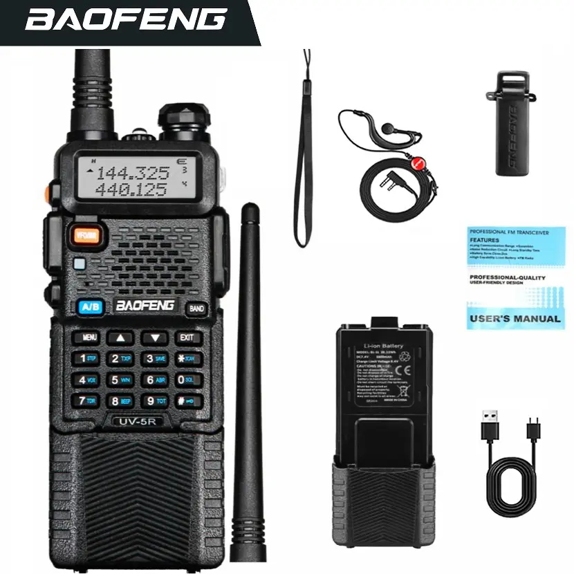 Baofeng UV-5r Handheld Two-Way Radio, Dual Band Radio, 3800mah Lithium Battery, 999 Channels, Dtmf Talkback, Noaa Weather Receiver, Survival Radio
