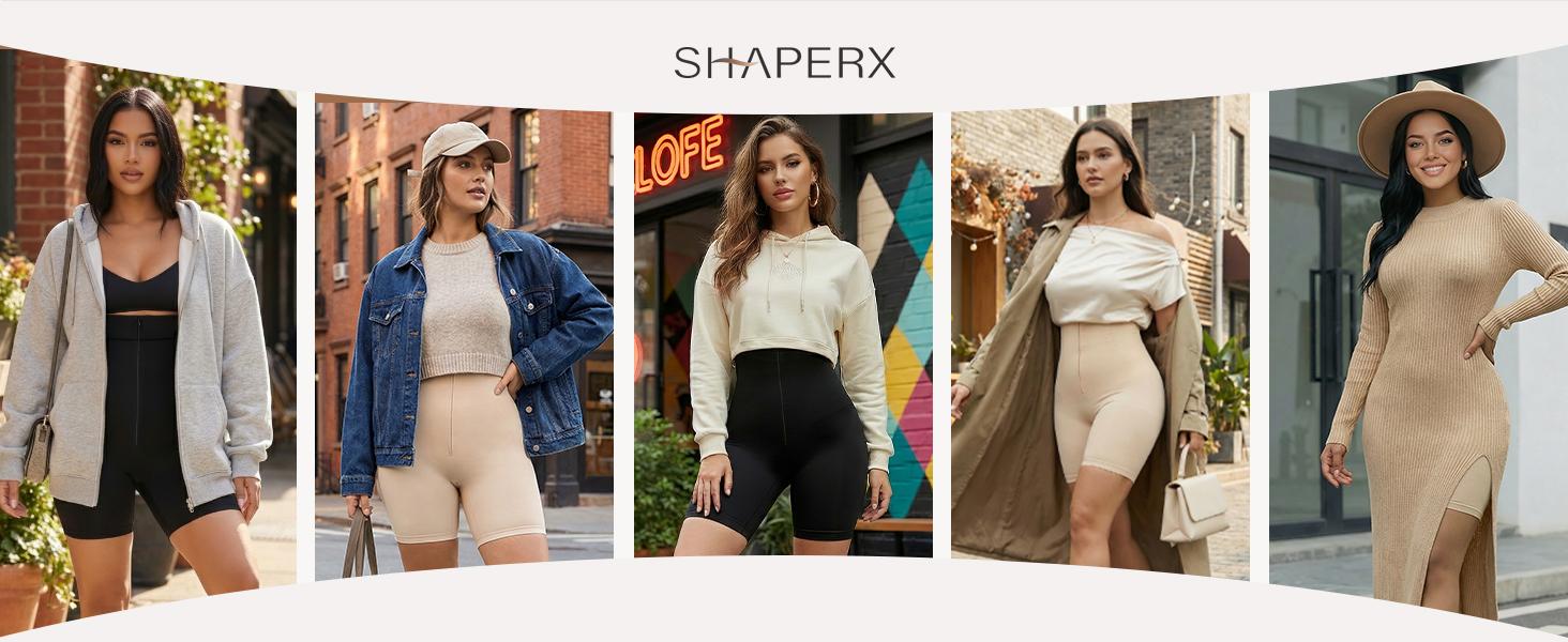SHAPERX 2PCS High-Waisted Shapewear for Women Tummy Control Zip-Up Seamless Easy-On Shorts Underwear