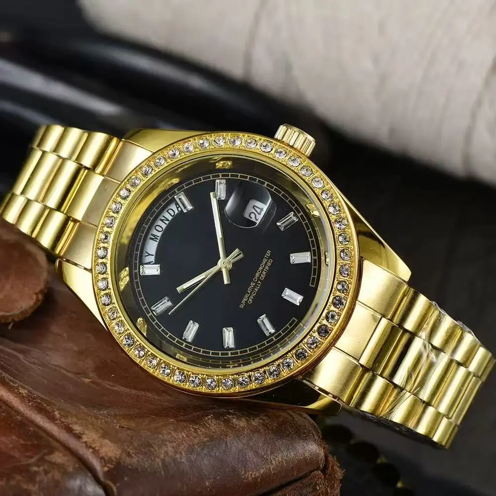 Black Rock Sugar Log-shaped Automatic Mechanical Luminescent Watch Metal material