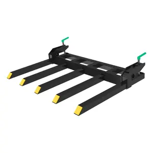 Heavy Duty Clamp-On Pallet & Debris Forks with 5/6 Tines – 2500 lbs Capacity – Bolt-On Tooth Bar for Loader Tractor Skid Steer Buckets – Material Handling