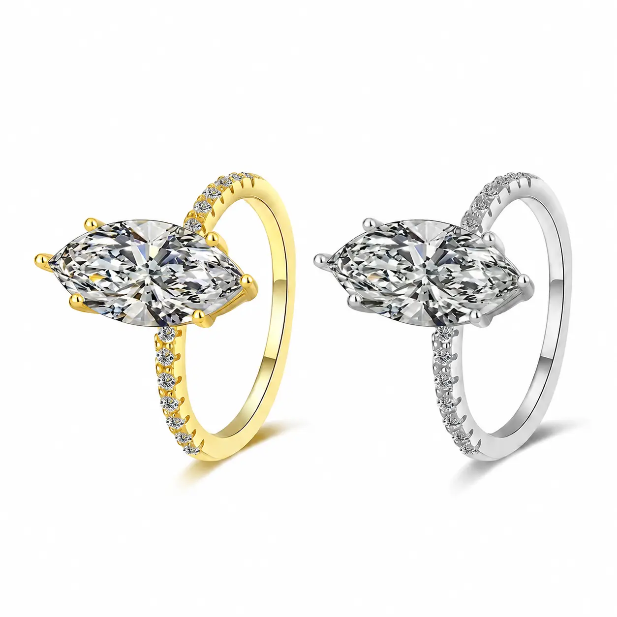 Marquise Cut (2/3/5CT) 925 Sterling Silver Synthetic Moissanite Ring-marquise cut,s925 sterling silver,sterling silver ring, moissanite ring, moissanite engagement ring, engagement ring, elegant ring, jewelry ring, solitaire ring, bridal ring,