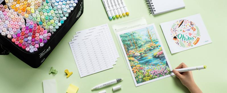 Ohuhu Alcohol Markers: Brush & Chisel Dual Tips - 320-color - Double Tipped Art Sketch Marker Set for Artists Adults Coloring Illustration - Refillable Ink - Honolulu Series of Ohuhuart - Valentine's Day Gift