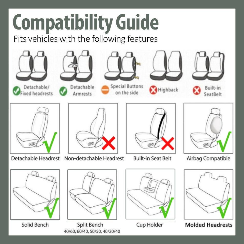 9PCS Car Seat Covers Full Set, Front and Rear Split Bench Seat Covers for Cars, Cushion Mat Pad Universal for Auto Car Vehicle SUV Sedan, Breathable Cloth Non-Slip Vehicle Interior Decoration Accessories