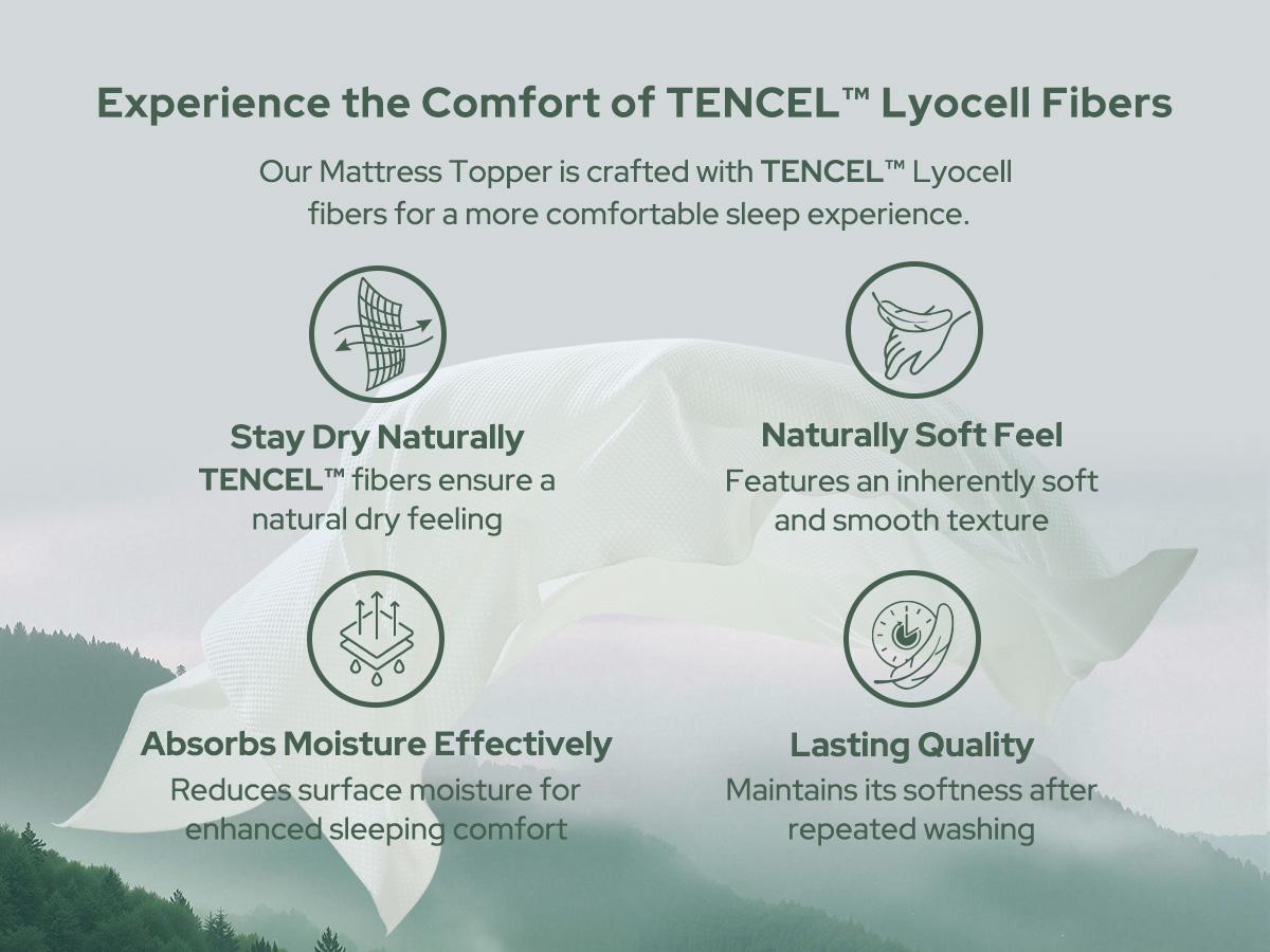 【BEDLORE】Mattress Topper, Extra Thick Tencel Blend Pillow Top Pad, Soft & Breathable Comfort Layer, Deep Pocket Design Fits 6–15 Inch Mattresses, Ideal for Bedroom & Home Use