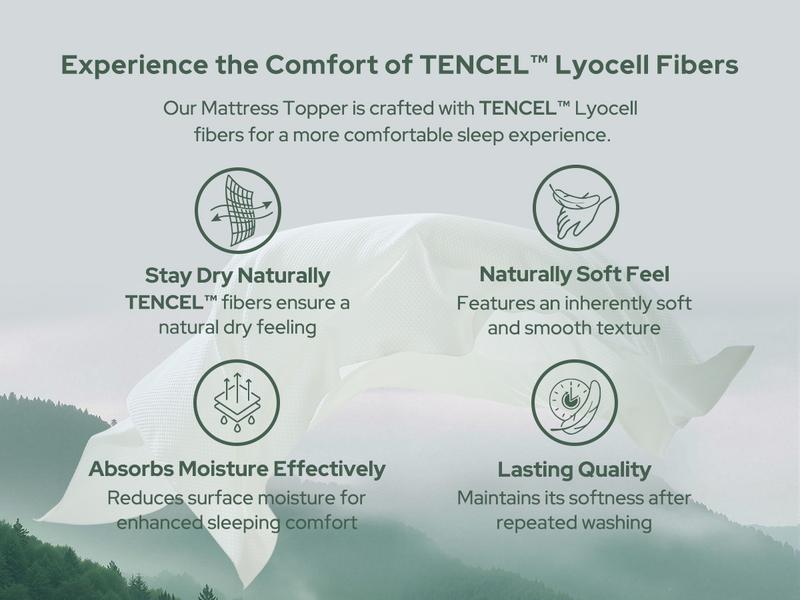 [Valentine’s Day]【BEDLORE】Mattress Topper, Extra Thick Tencel Blend Pillow Top Pad, Soft & Breathable Comfort Layer, Deep Pocket Design Fits 6–15 Inch Mattresses, Ideal for Bedroom & Home Use