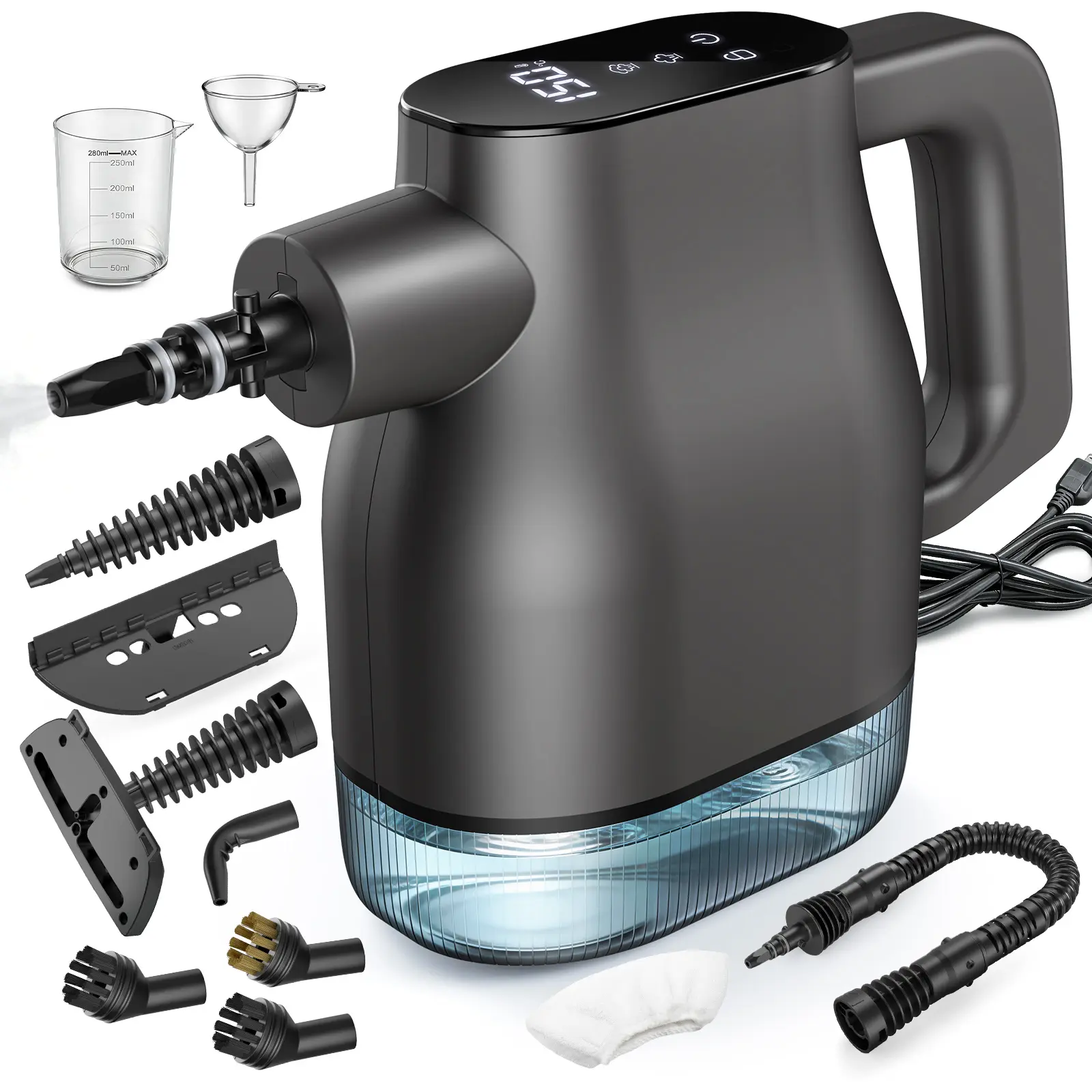 Phueut Touchscreen Handheld Steam Cleaner - Compact Corded Device with 3S Fast Heat, 135-150°C Temperature, Continuous Refill, Standard Plug for Home & Kitchen Cleaning