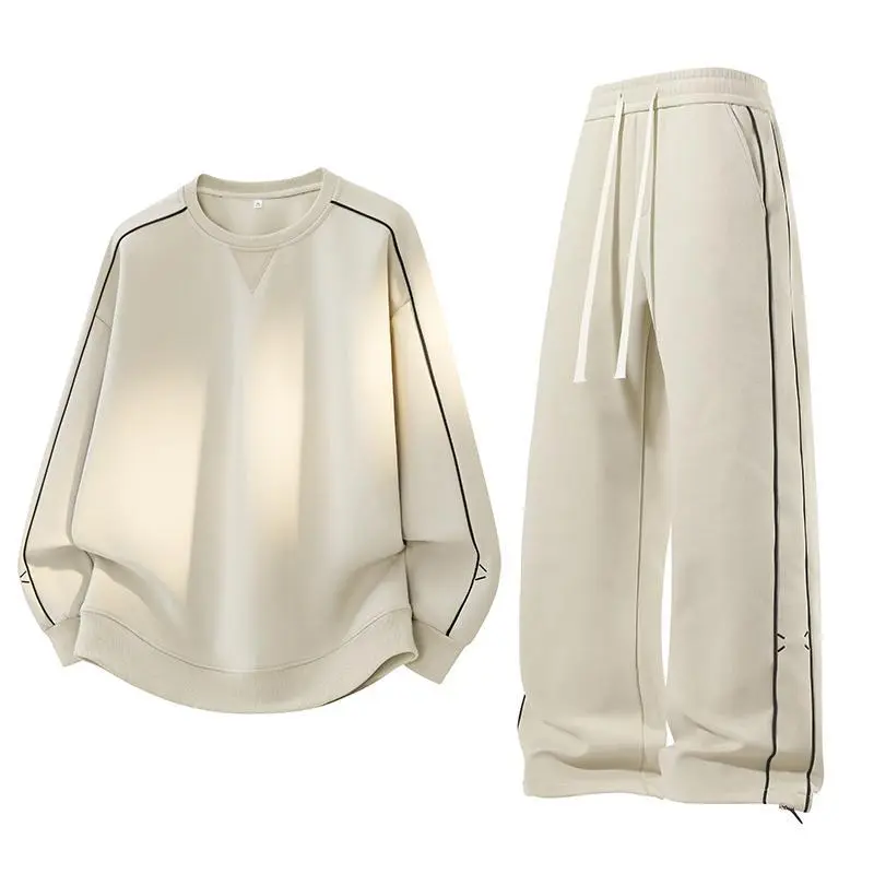 Men’s casual everyday commuter versatile set; gift for men; set; trendy clothing Beige Outfit