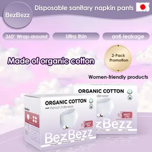 BezBezz Organic & Disposable Period Underwear S-XL 10/12 Pieces| Ultra Thin Overnight Underwear for Women Heavy Flow Overnight Leak-Proof Ultra Soft Keep Dry Fresh, Control Odor A
