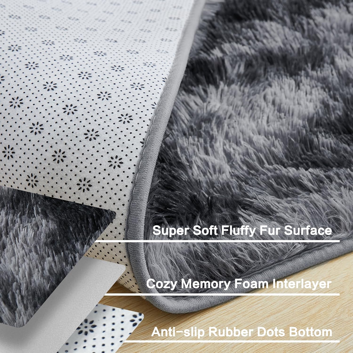 Memory Foam Fluffy Rug — Ultra-Soft, Thick, and Plush — Non-Slip, Comfortable Rug for Living Rooms and Bedrooms