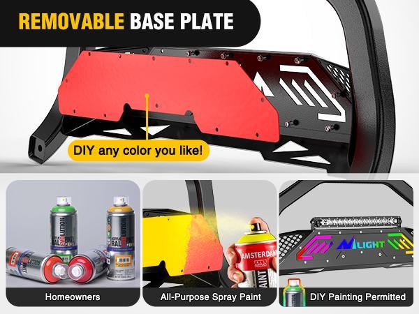 Nilight Bull Bar with Light fits 2019-2024 Chevy Silverado 1500(Excl. 19 LTD Classic) & GMC Sierra 1500(Excl. 19 LTD Classic) Front Bumper Grille Brush Push Guard with Skid Plate Licence Plate Hole