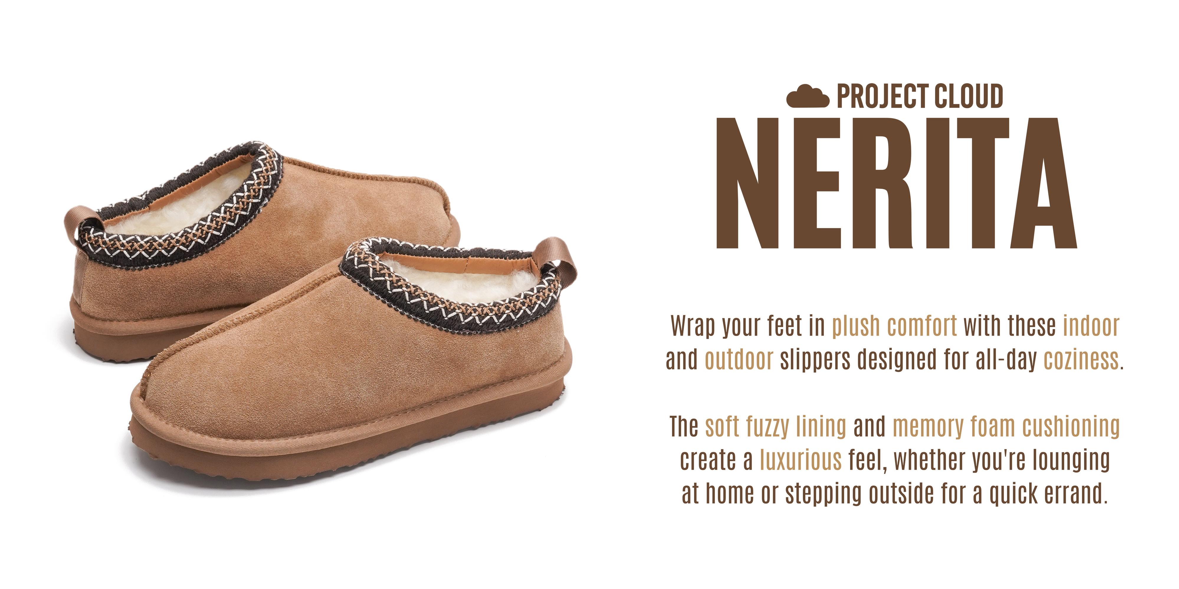 Project Cloud Women's | Genuine Australian Sheepskin Slippers | Memory Foam | Non-Slip Girl Footwear  - Nerita