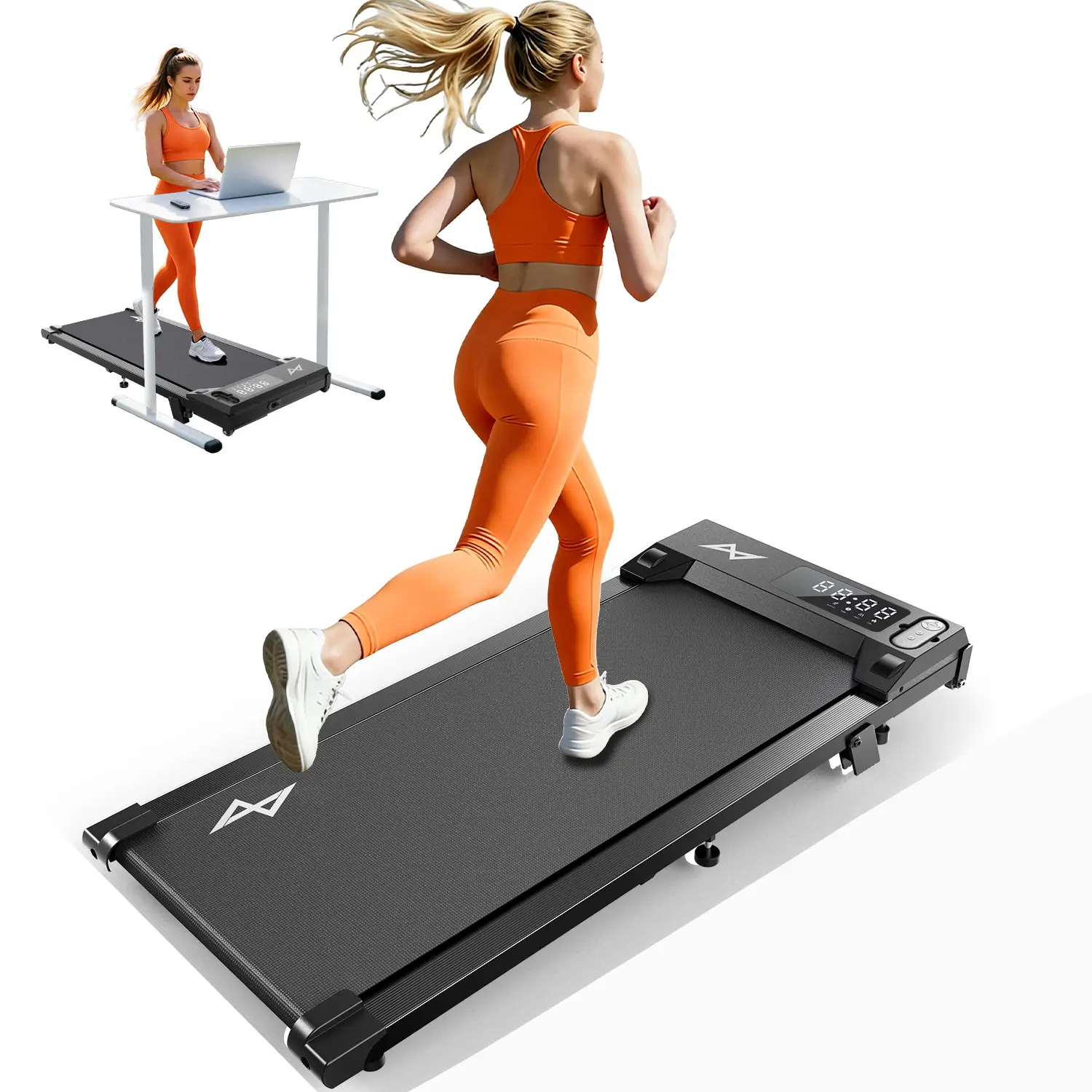 AXV Treadmills Walking pad with Incline Under Desk Treadmill for Home, Portable Slim Compact Treadmill Walk Running Machine with Adjustable Speed,Remote Control, LED Display
