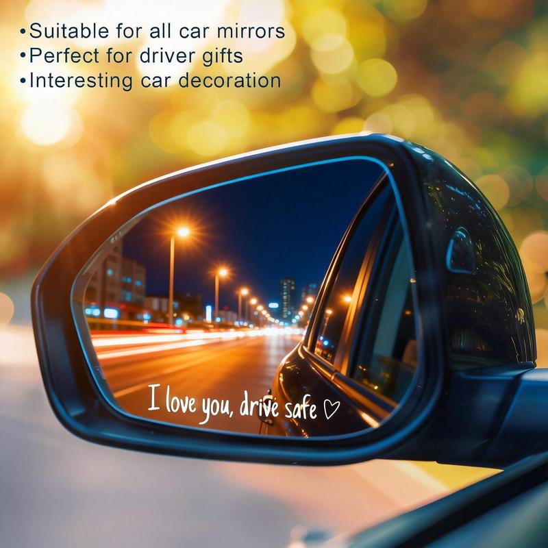  ﻿ 4PCS I Love You Drive Safe Decal Simple Design for Safe Driving Ideal for Drivers and Car Enthusiasts Vehicle Exterior Decoration Windshield Sticker rearview mirror sticker