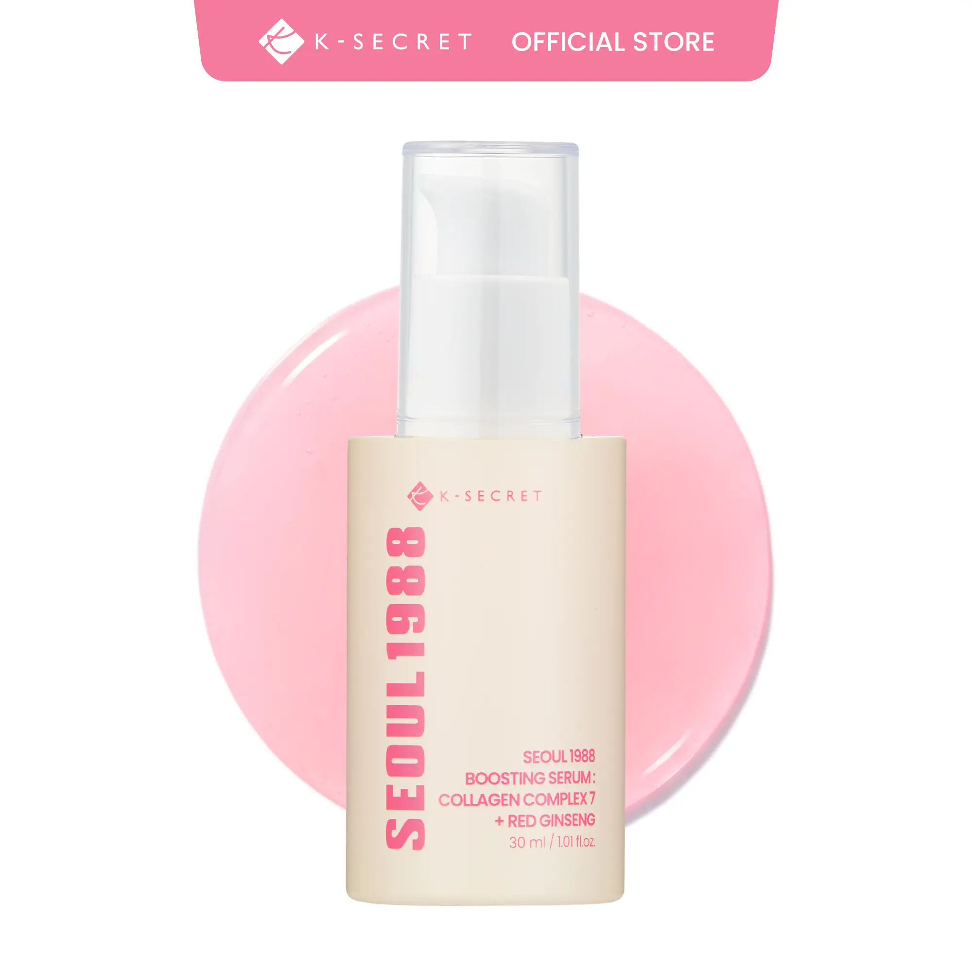 [KSECRET Official] SEOUL 1988 Collagen Boosting Serum – Pink Nourishing Serum with 7-Type Collagen Complex | Intensive Firming & Radiance Care | Korean Skincare