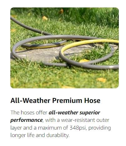 GLAHODEN Retractable Hose Reel, Max 130 FT / 115 FT / 100FT / 65FT Garden Water Hose Reel with 9-Pattern Nozzle, 180° Swivel Bracket Wall-Mounted, Automatic Rewind, Lock at Any Length, with Slow Return System，Optional Metal Bracket