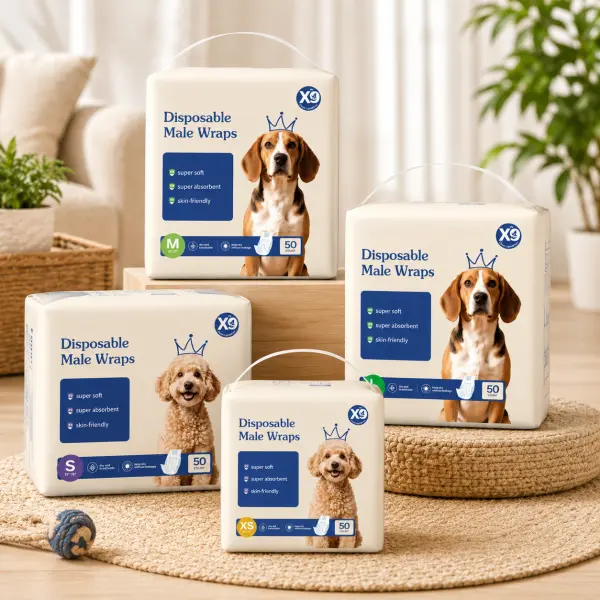 X9 Male Dog Disposable Diapers - Super Absorbent Male Wraps with Leak-Proof Protection,   fast absorption  Soft Puppy Training Belly Bands for XS/S/M/L (50 Pack)