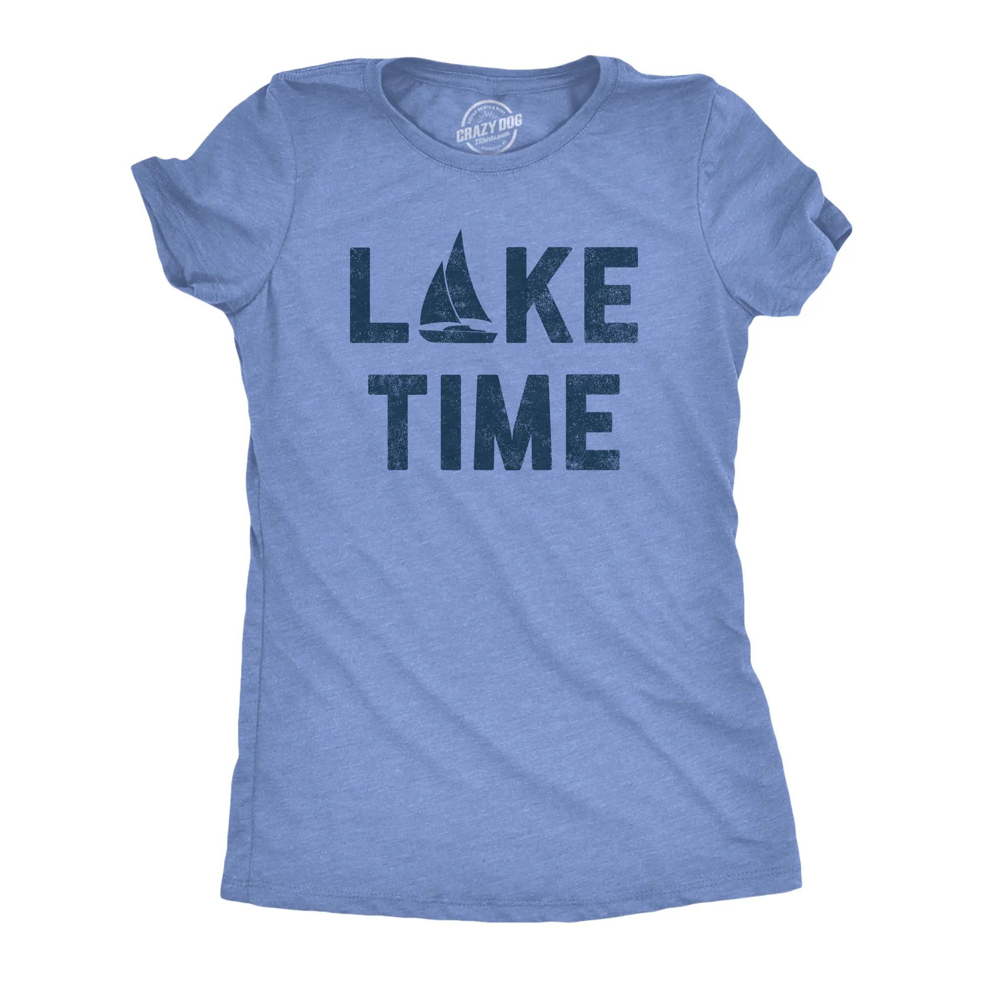 Womens Lake Time T Shirt Funny Vacation Getaway Boating Lovers Tee for Ladies Funny Womens T Shirts Cute Vintage Fashion Casual Ladies T-Shirt Gift Funny Summer Top Women's Novelty Tees Light Blue