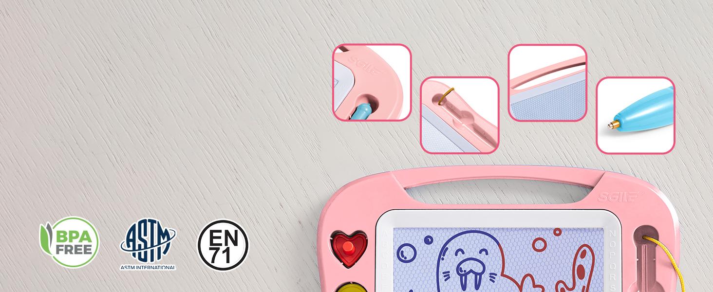 SGILE Magnetic Drawing Board for Kids with Magnet Pen and Three Stamps - Educational Learning Toy&Gift for Toddlers，Regalo