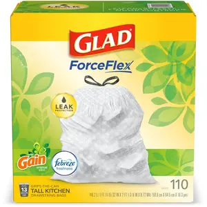 Glad 13 Gal. ForceFlex Tall Kitchen Drawstring Gain Original with Febreze Trash Bags - 110-Count (1/2-Pack)