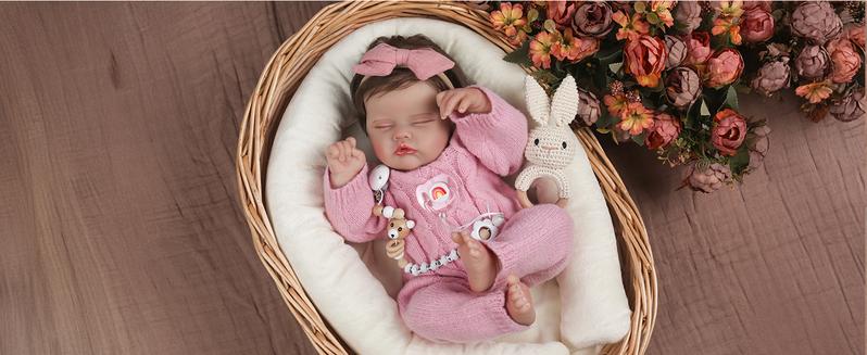 [WOOROY] Reborn Baby Doll New Released - Excellent Gift for Birthday Christmas Gift and New Year, 18 In Realistic Sleeping Newborn Girl Doll, Lifelike Doll with Weighted Soft Cloth Body, Handmade Gift Toy with Accessories Gift Toys for Kids 3+