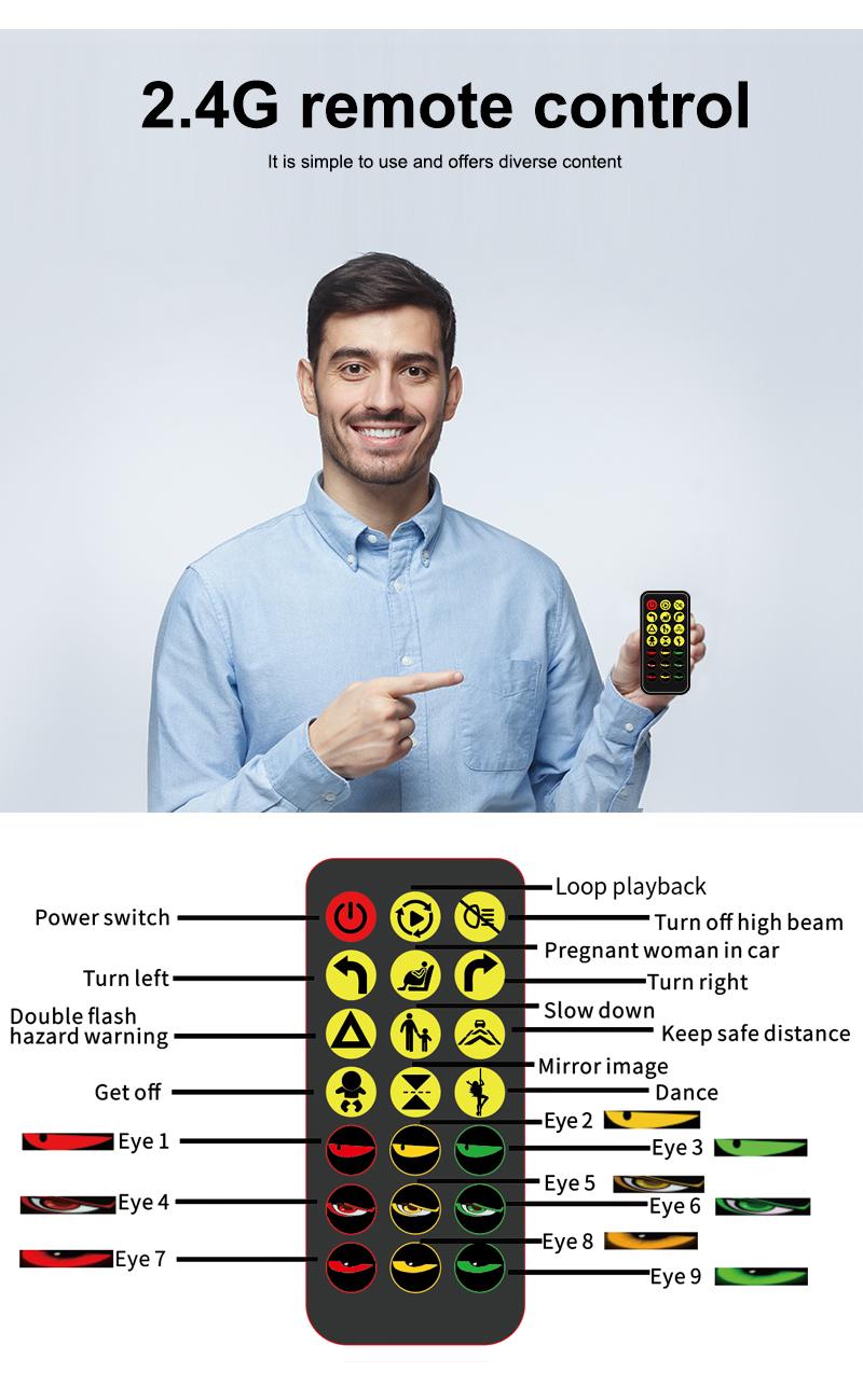 Programmable LED Devil's Eye Lights USB Power IP67 Waterproof Remote App Control Scrolling Windshield Display for Cars Trucks Halloween Christmas Gift Car Decorations 2Pcs 24"X5" LED Matrix Panel - Vehicle