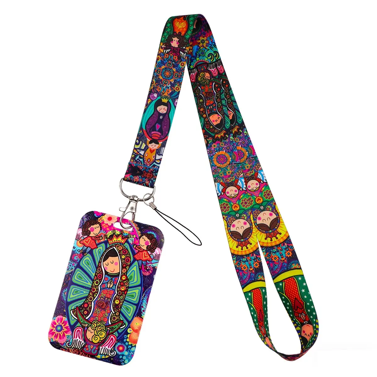 Cute Cartoon Matryoshka Doll Pattern Neck Strap Women Men Lanyard for Keys Keychain Kawaii Badge Holder USB ID Credit Card Pass Hang Rope Lariat Mobile Phone Charm Accessories Trendy Cute Keychain Cute Keychain Accessory