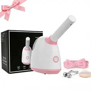 4-in-1 Aromatherapy Facial Steamer with Facial Roller Set, 360° Rotatable Nano Ionic Face Steamer for Pores & Blackheads, 250ml Tank with Dry Burn Protection - Ultimate Spa Gift