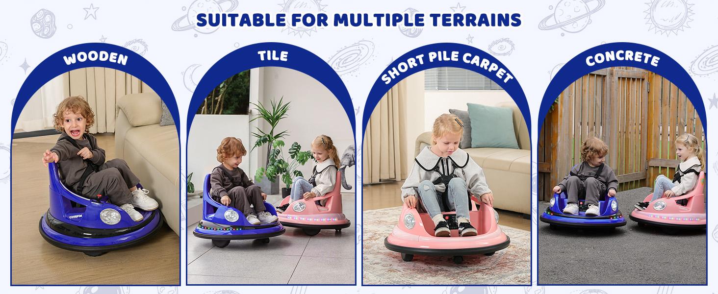 Dripex 12V Bumper Car for Toddlers, Kids Electric Ride-On Toys W/Remote, 2 Speeds, 360° Spin, LED Lights, Music & DIY Stickers, Gift for 3-6 Boys Girls