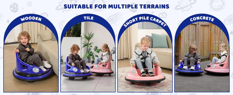 Dripex 12V Bumper Car for Toddlers, Kids Electric Ride-On Toys W/Remote, 2 Speeds, 360° Spin, LED Lights, Music & DIY Stickers, Gift for 3-6 Boys Girls