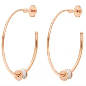 Pre-owned Bvlgari B zero.1 white ceramic rose gold hoop earring