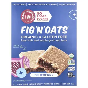 Made in Nature Fig 'N' Oats®, Blueberry, 5 Individually Wrapped Bars, 1.4 oz (40 g) Each