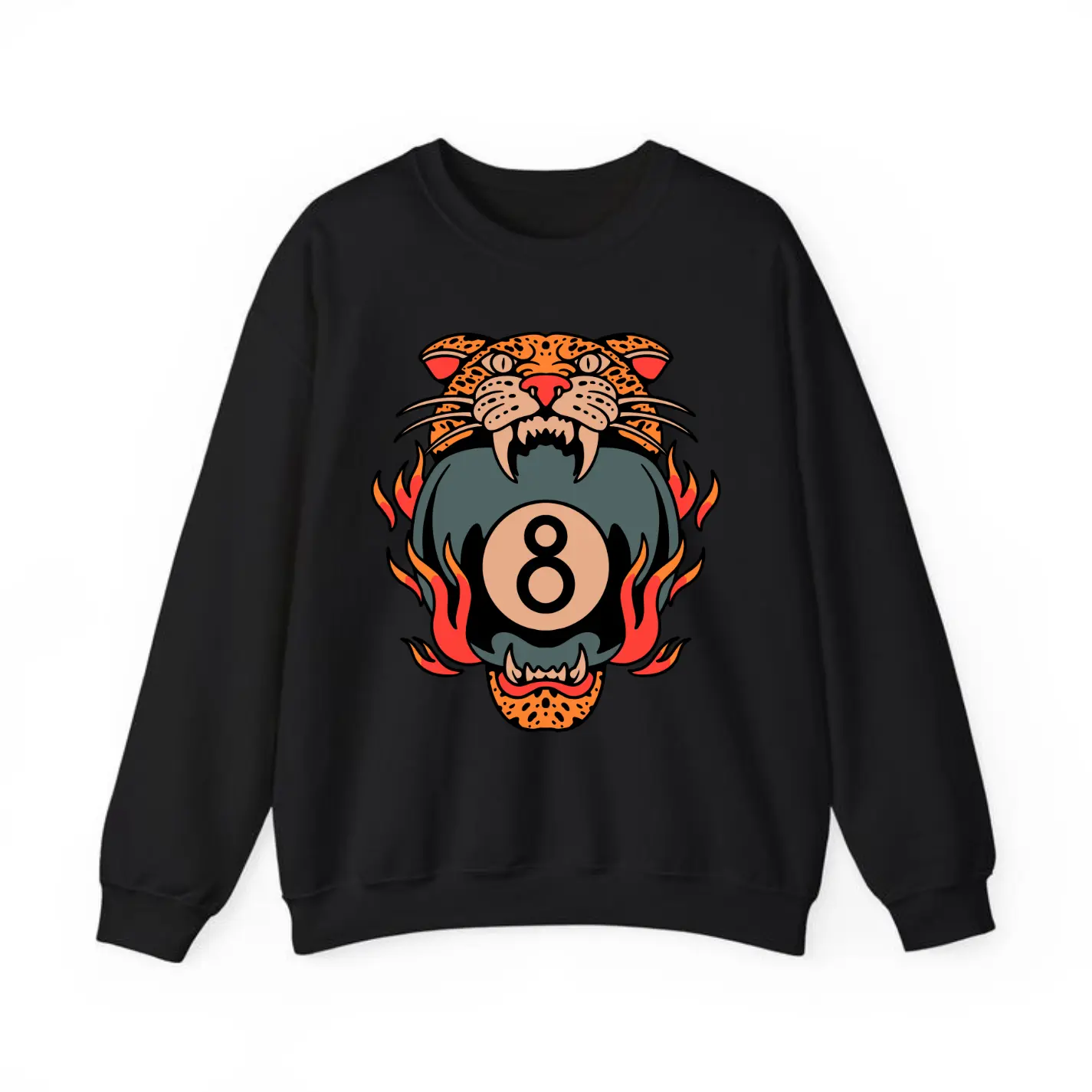 Lucky Leopard Sweashirt, Comfort Traditional Tattoo T 8 Ball Sweashirt, Grunge Streetwear Vintage Western Lucky Me Shirt Yallternative Aesthetic