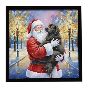 Carolines Treasures FNT1059MFP88 8 x 8 in. foundland with Santa Claus Framed Metal Print