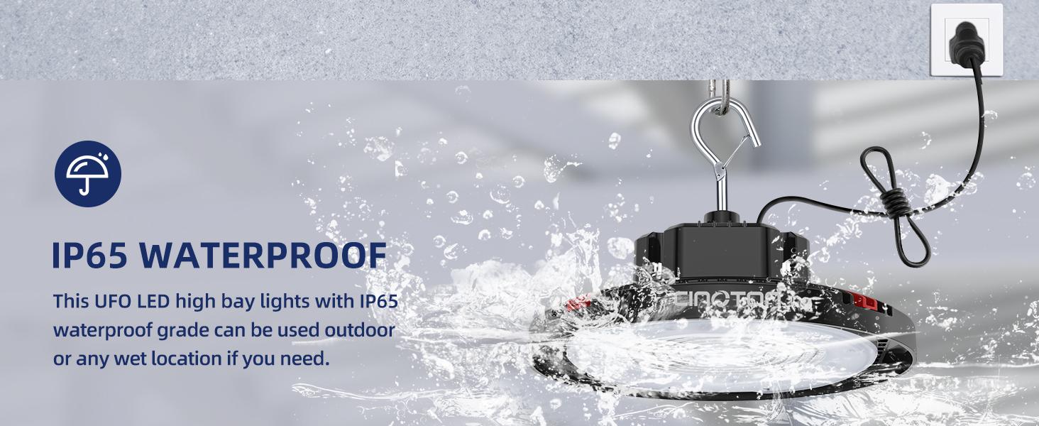 CuLiDing UFO LED High Bay Light, 24000LM Super Bright Shop Lights, 700W MH/HPS Equivalent, 5000K Daylight, US Plug with 6ft Cord, IP65 Waterproof Commercial Warehouse Lighting for Factory, Garage, Barn, Workshop