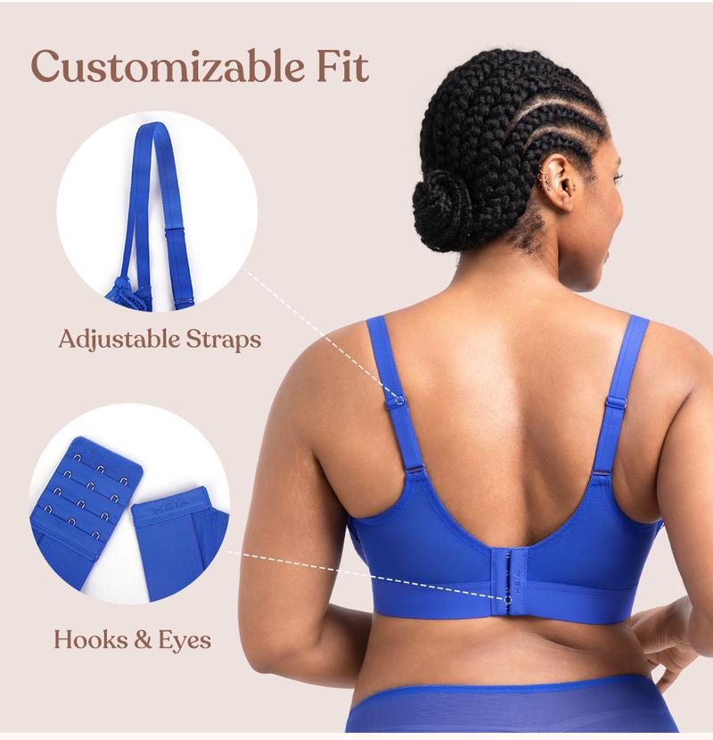 HSIA Serenata Flora Linear Plus Size Lace Sheer Mesh Full Coverage Adjustable Straps Unlined Underwire Bra