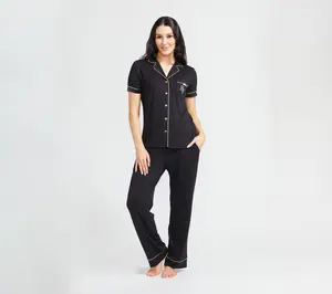 Randy Fenoli Sleepwear Yummy Short Sleeve Pajama Set with Satin Piping