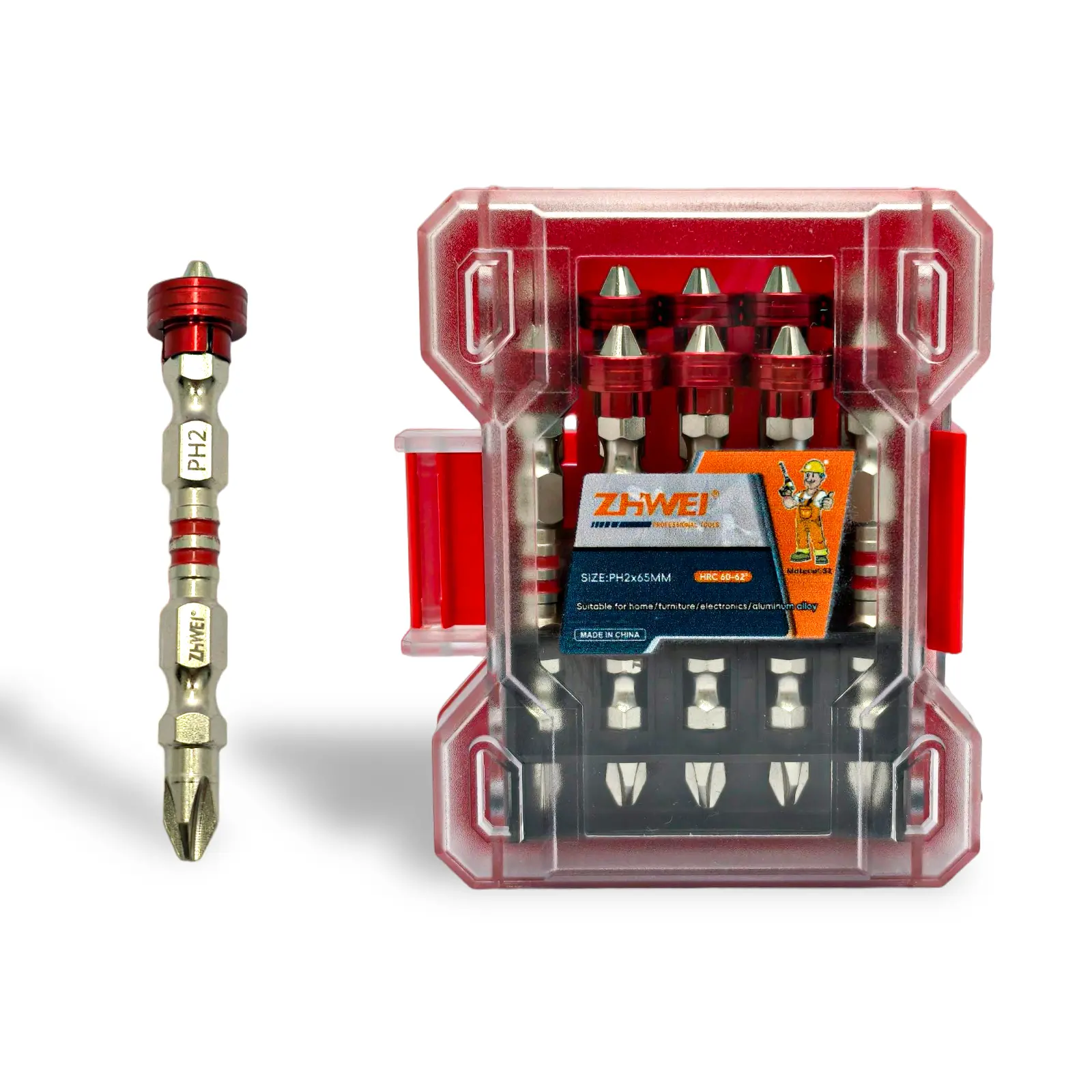 ZHWEI S2 Steel Powerful Magnetic Ring Impact Screwdriver Bits Set - 10PCS PH2-65mm Power Tool Accessories for Durability, Overhead Screw Hold, Tightspace Reach on Wood/Metal/Plastic